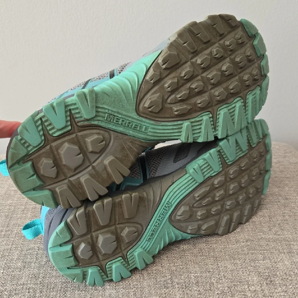 Merrell MQM Flex Women's Size 10 Gray/Teal Hiking Outdoor Athletic Lace-up Shoes